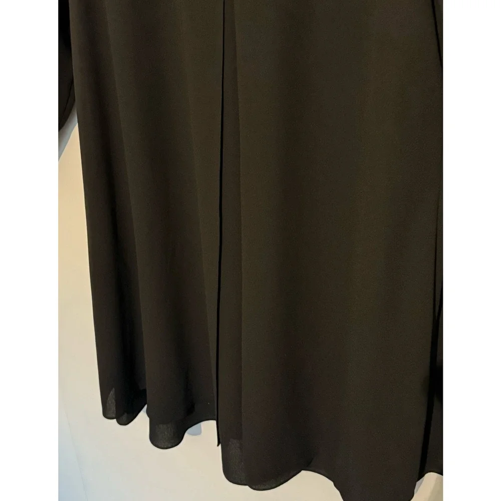 Jones New York Dress Size 12 Black Cape Swing Dress Shoulder Pads Beaded Neck - Picture 7 of 11